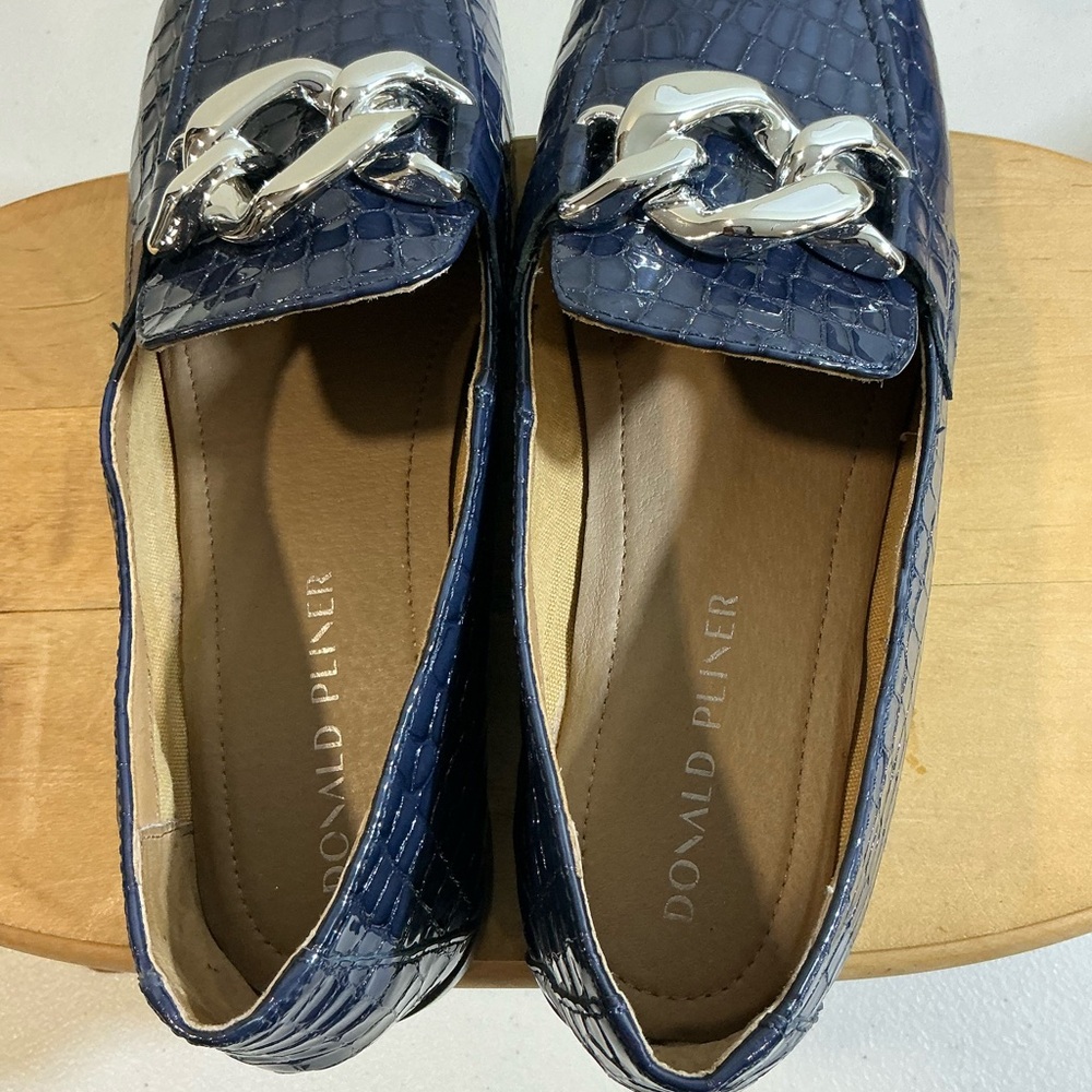 Donald Pliner Bristol Navy Croc Patent Leather Loafers Women’s 8.5 - Picture 5 of 12